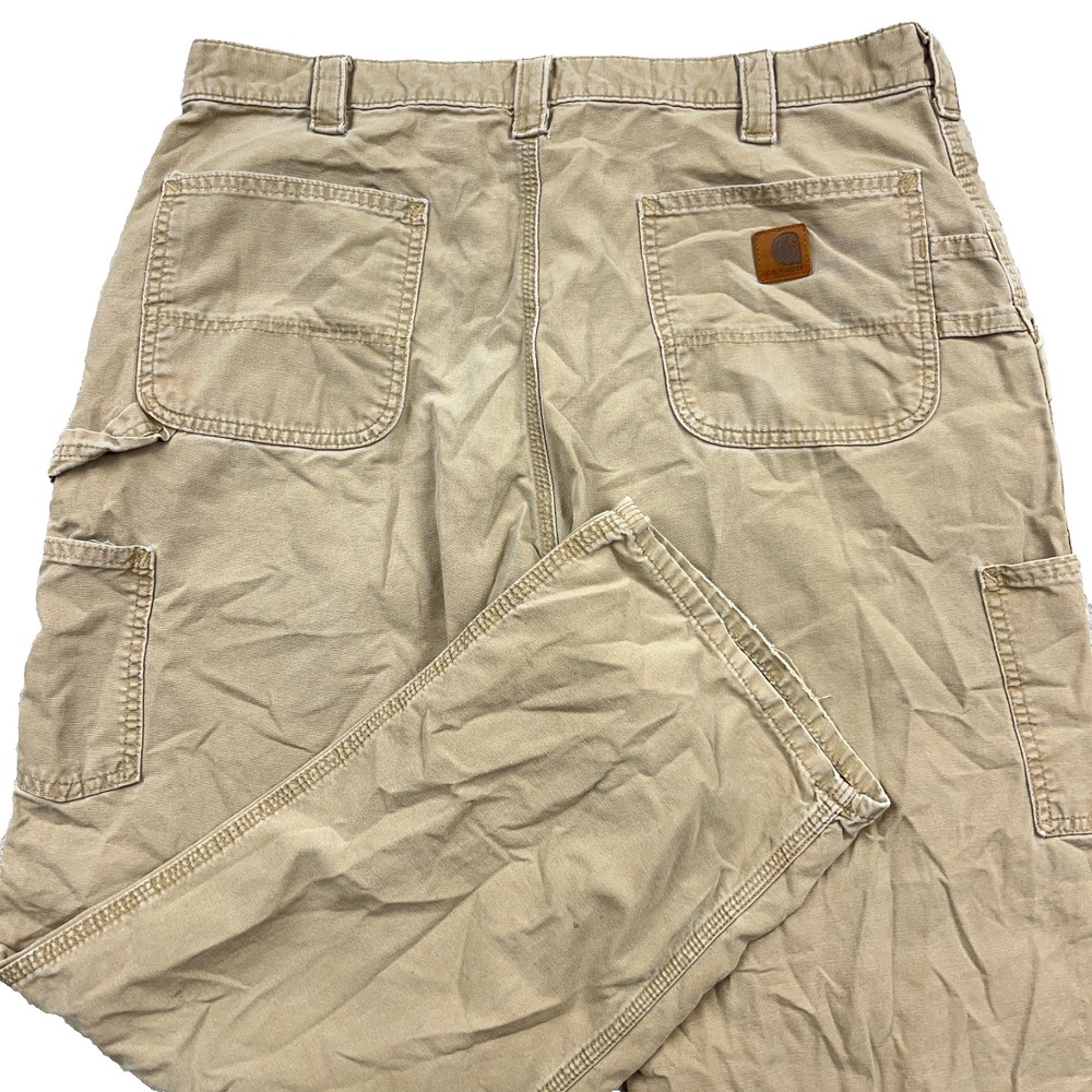 Vintage Carhartt Pants Men 38x32 Carpenter Canvas B151 Tan Brown Work Wear Y2K B